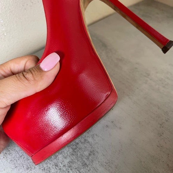 YSL CANDY APPLE RED PLATFORM 6 INCH HEELS SIZE 38.5 - Picture 13 of 15